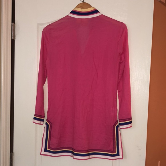 Tory Burch Pink Linen Cotton Tunic Top, Size 6 - Picture 6 of 13